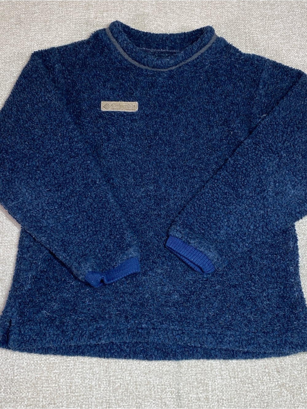 VTG Columbia Fleece Pullover Youth 10/12 Blue Sherpa Sweater USA Made 90s *READ